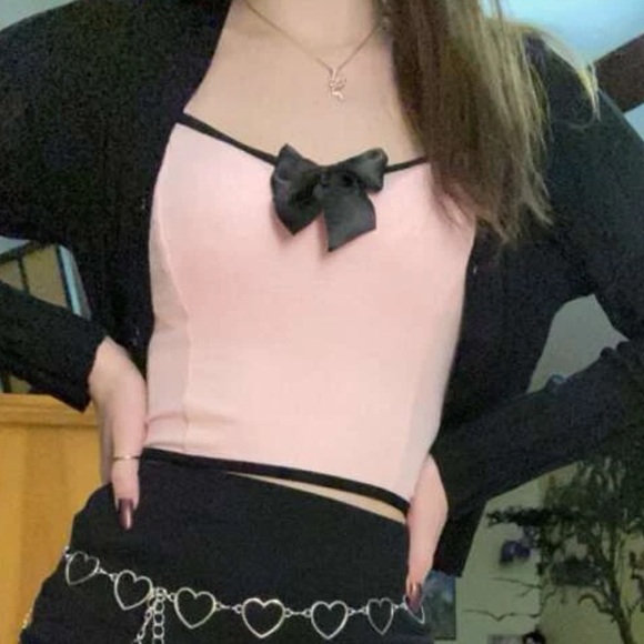 Bow Front Contrast Binding Cami Top - Picture 2 of 3